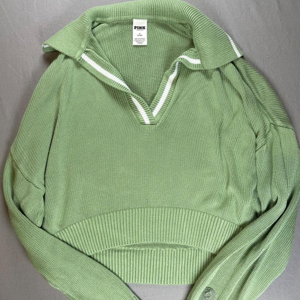 green rugby knit sweater